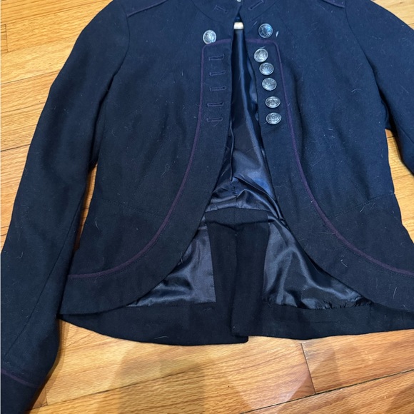 Cropped wool jacket in navy and purple - Picture 2 of 6